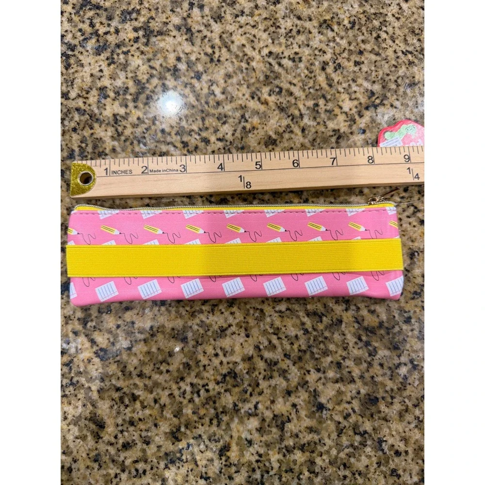 Pink Elastic Pencil Pouch for Notebook Planner School Supplies Pencil Pattern